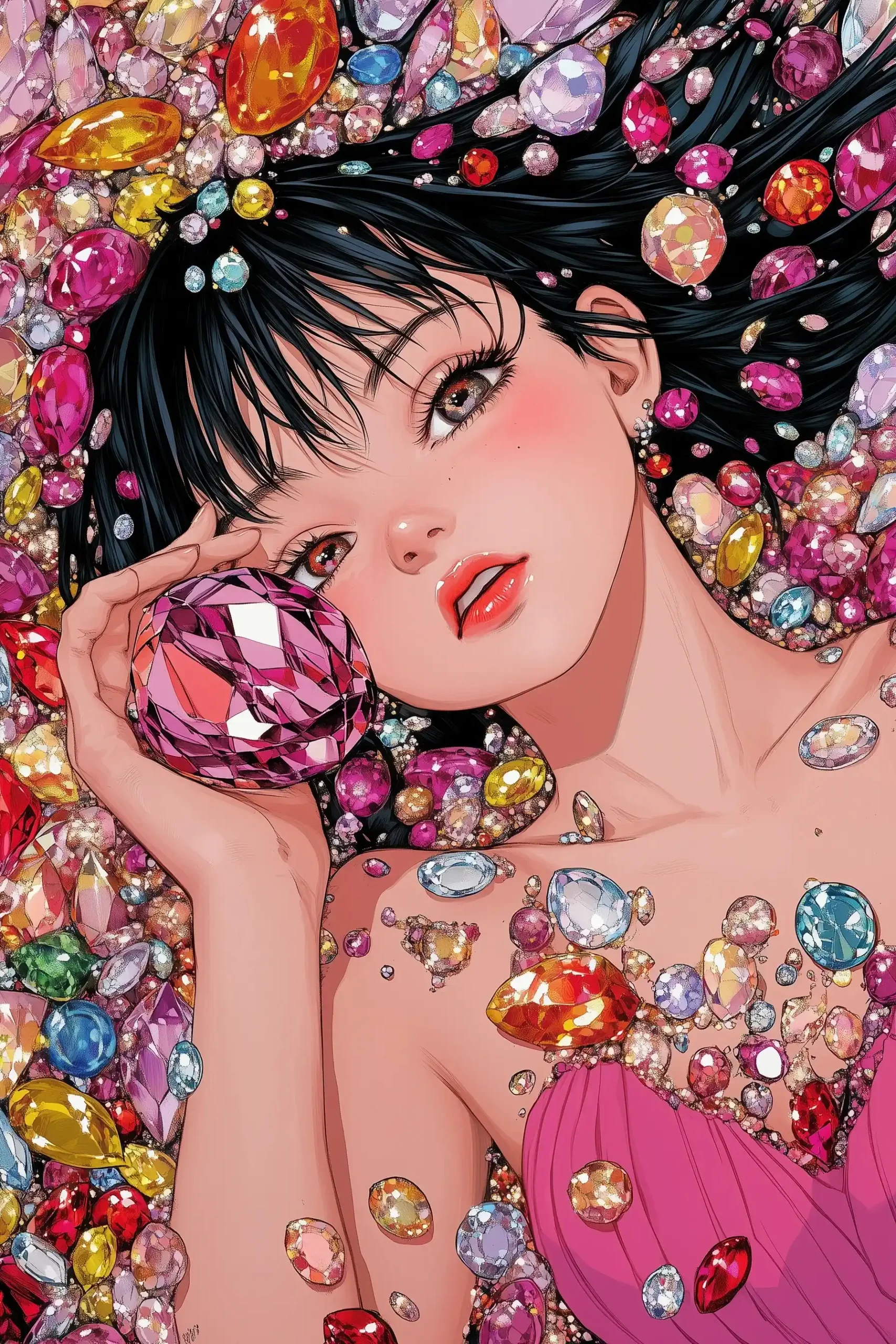 Gem-Encrusted Girl Portrait