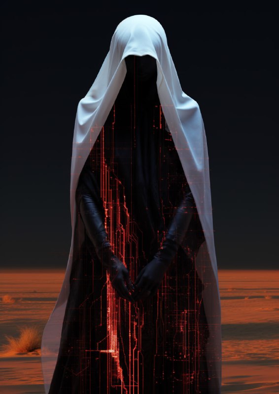 Glitchy Cyberpunk Vogue Woman With Transparent Veil
