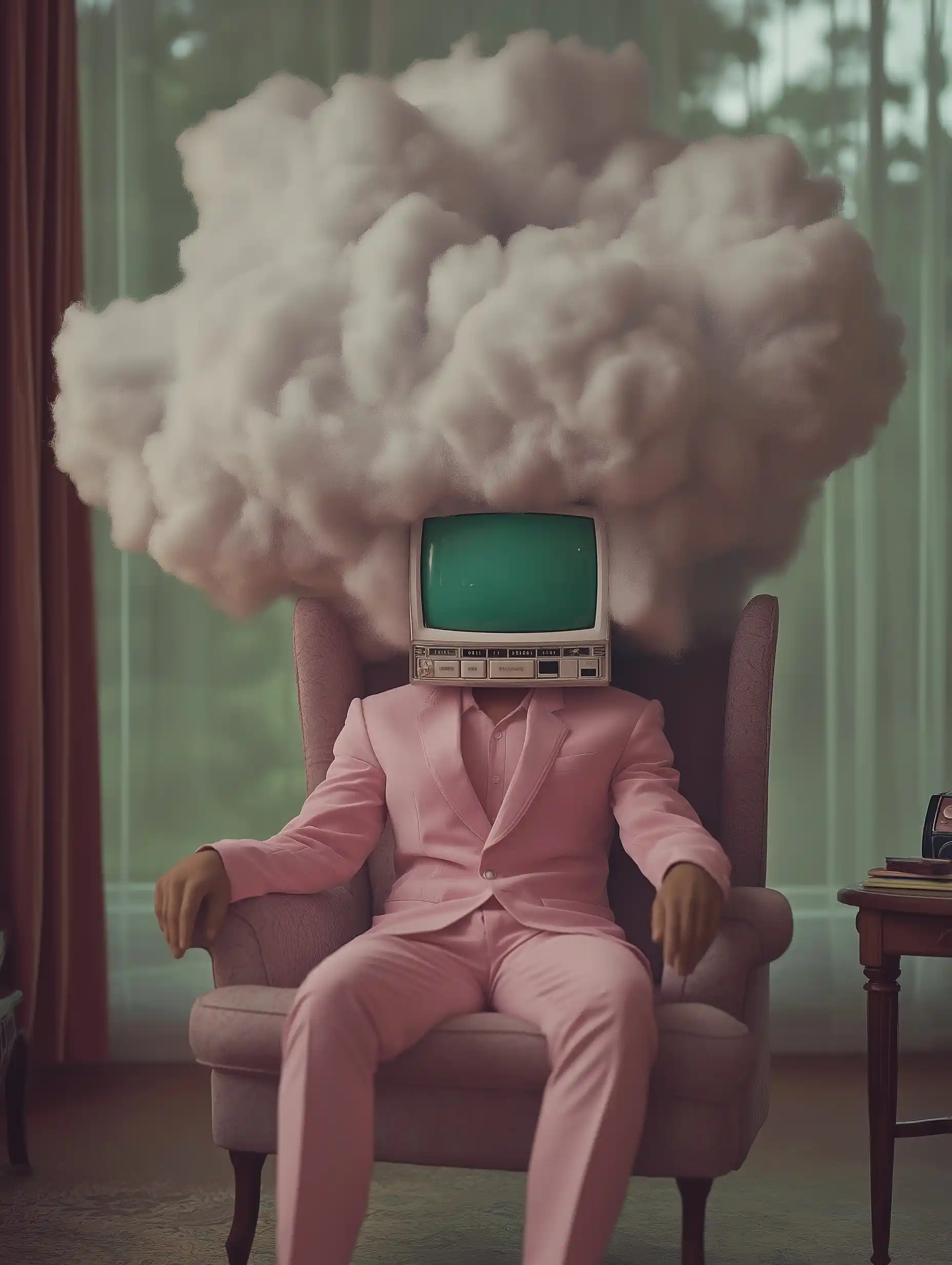 Surreal Man in Clouds