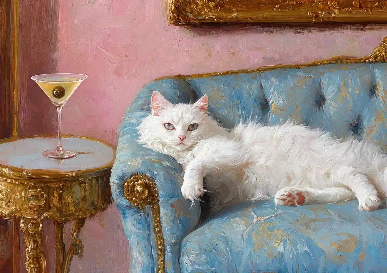 Impressionist Cat on Sofa