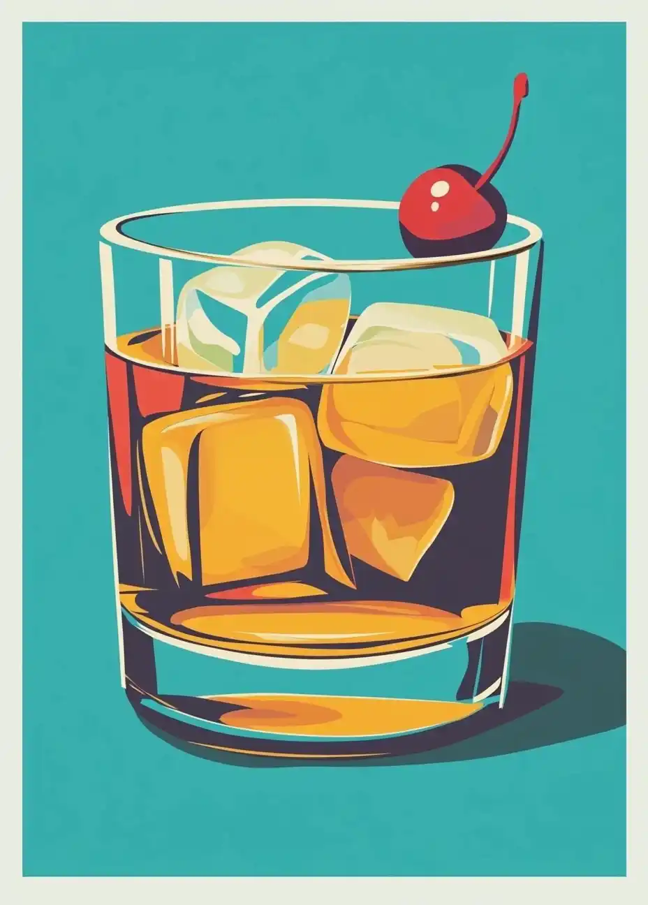 Old Fashioned Cocktail Illustration