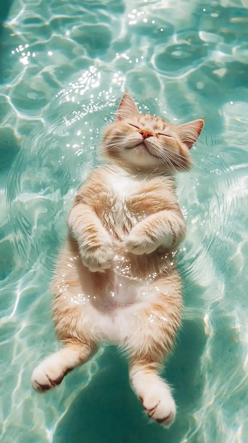 Y2K Cat in Pool
