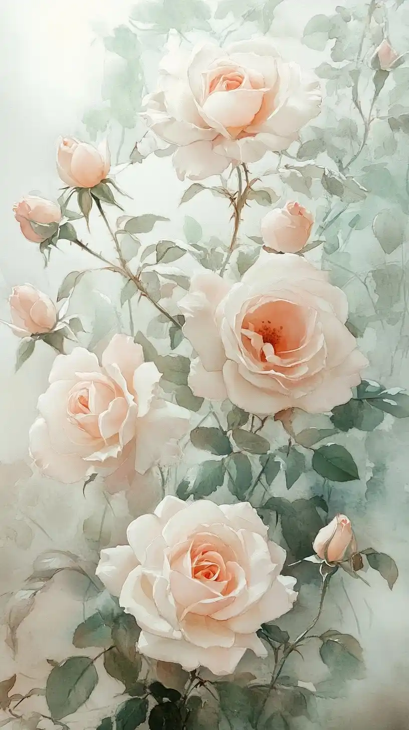 Watercolor Roses in Pastels