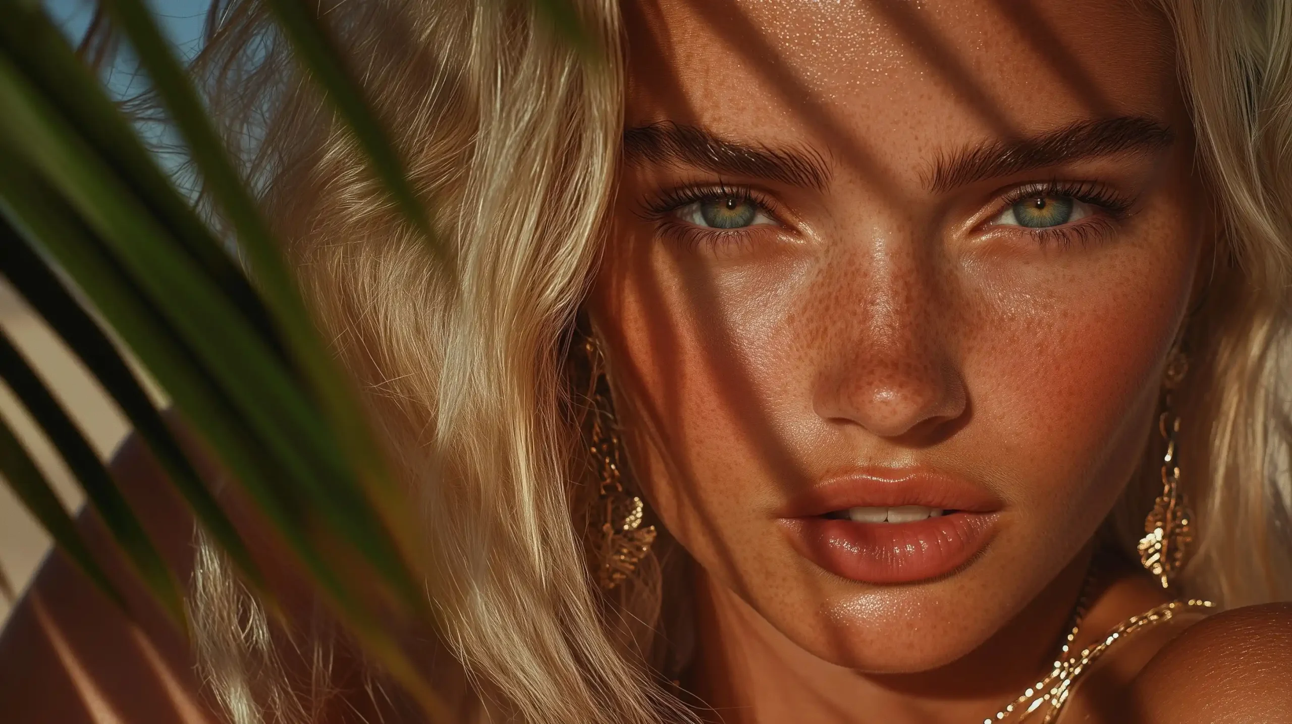 Photorealistic Blonde Beach Portrait