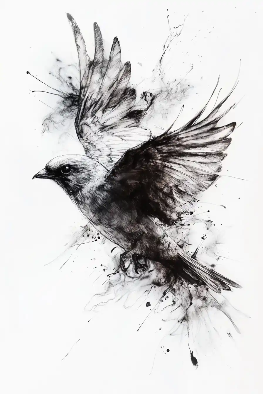 Alcohol Ink Bird in Flight