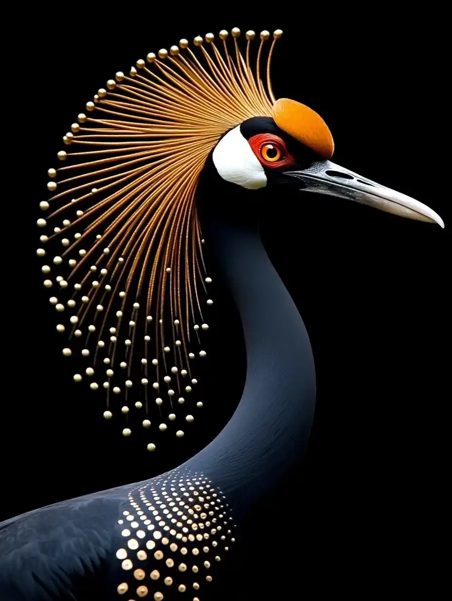 Crowned Crane in Raw Style