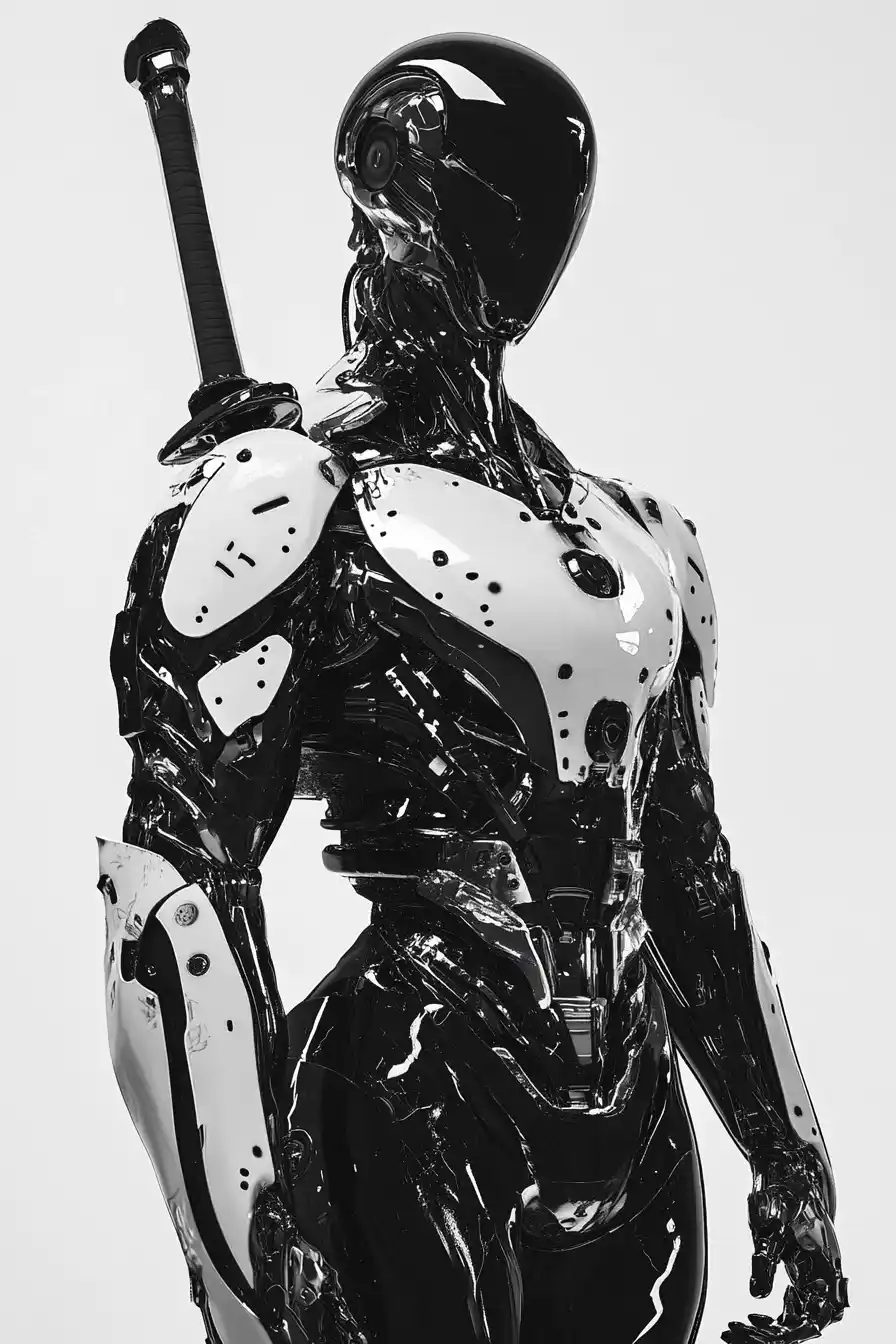 Cyborg in Metallic Armor