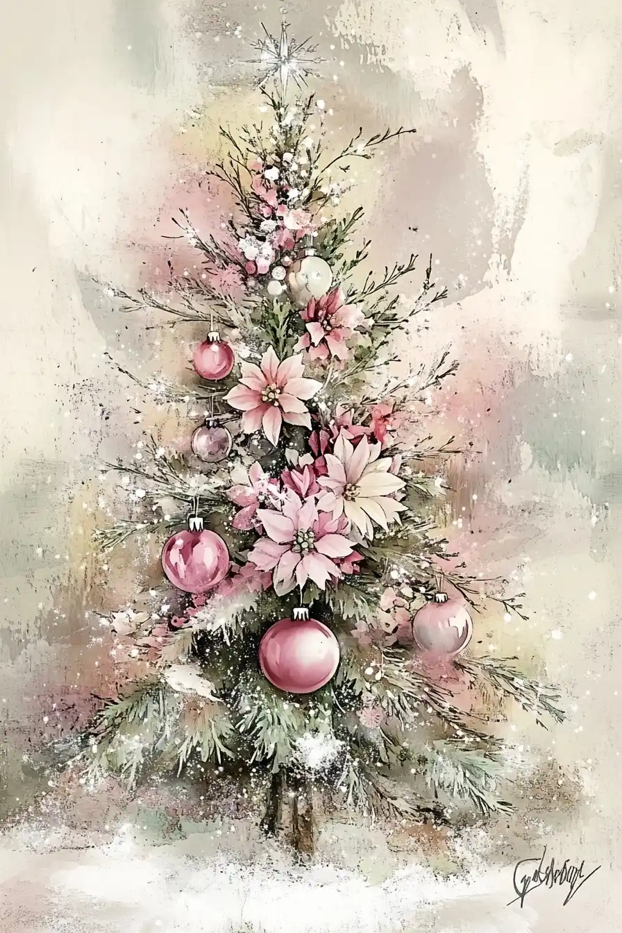 Pastel Christmas Tree Illustration