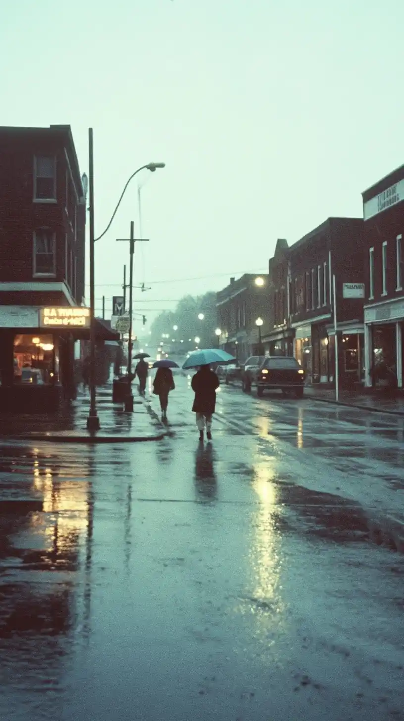 Nostalgic Rainy Town Scene