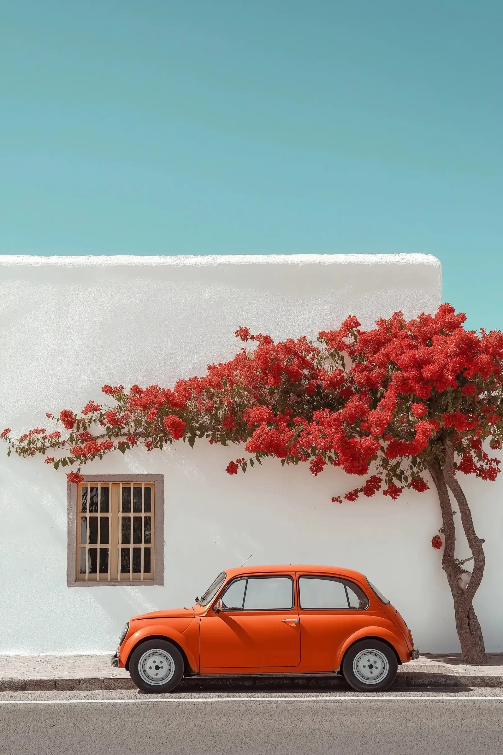 Orange Car with Flowers