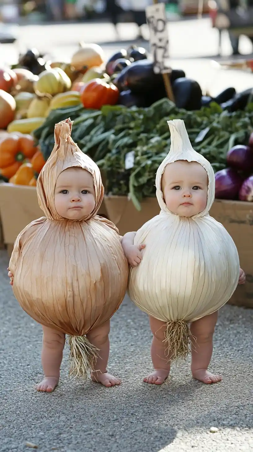 Babies in Vegetable Costumes