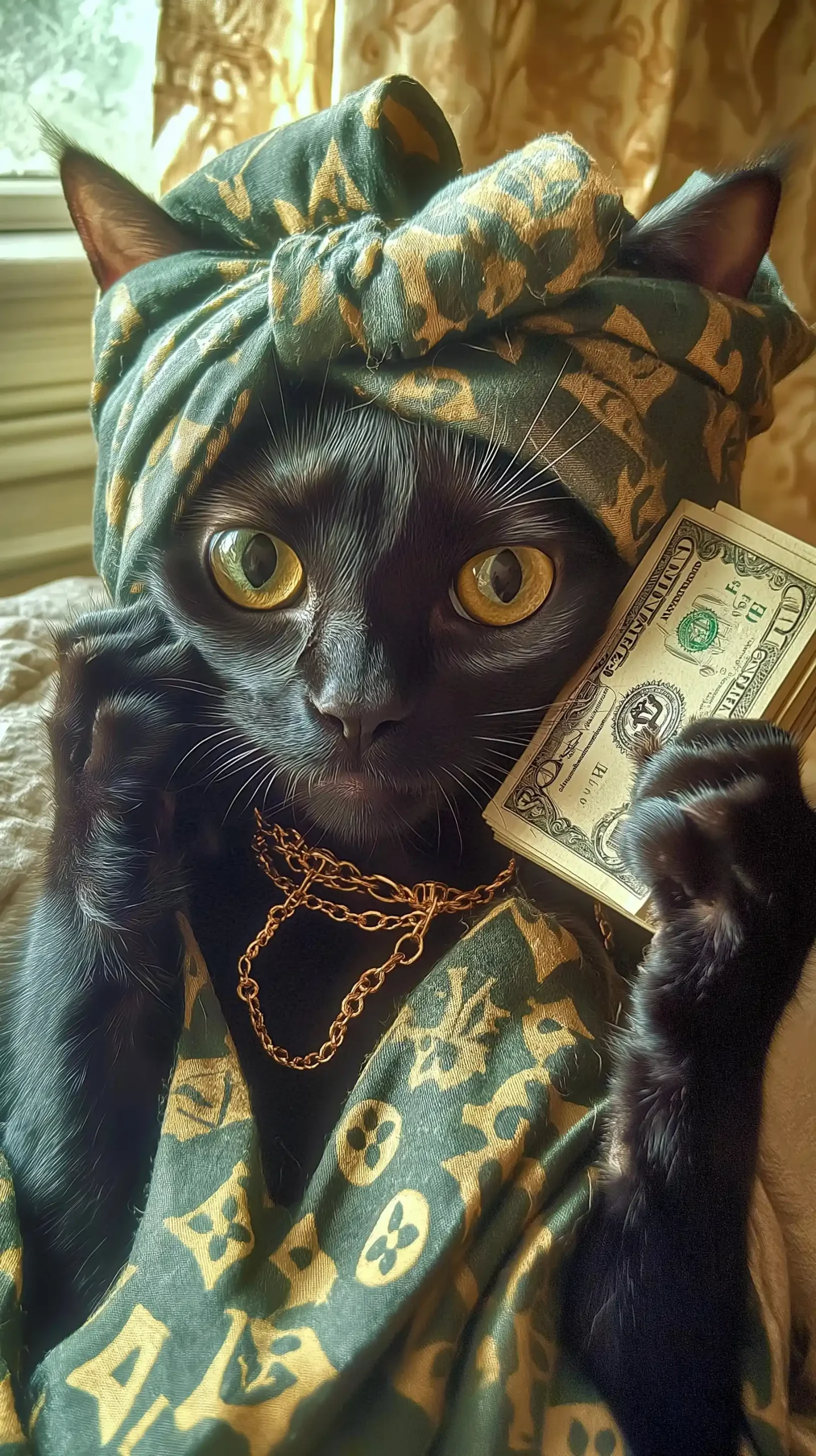 Stylized Cat with Money