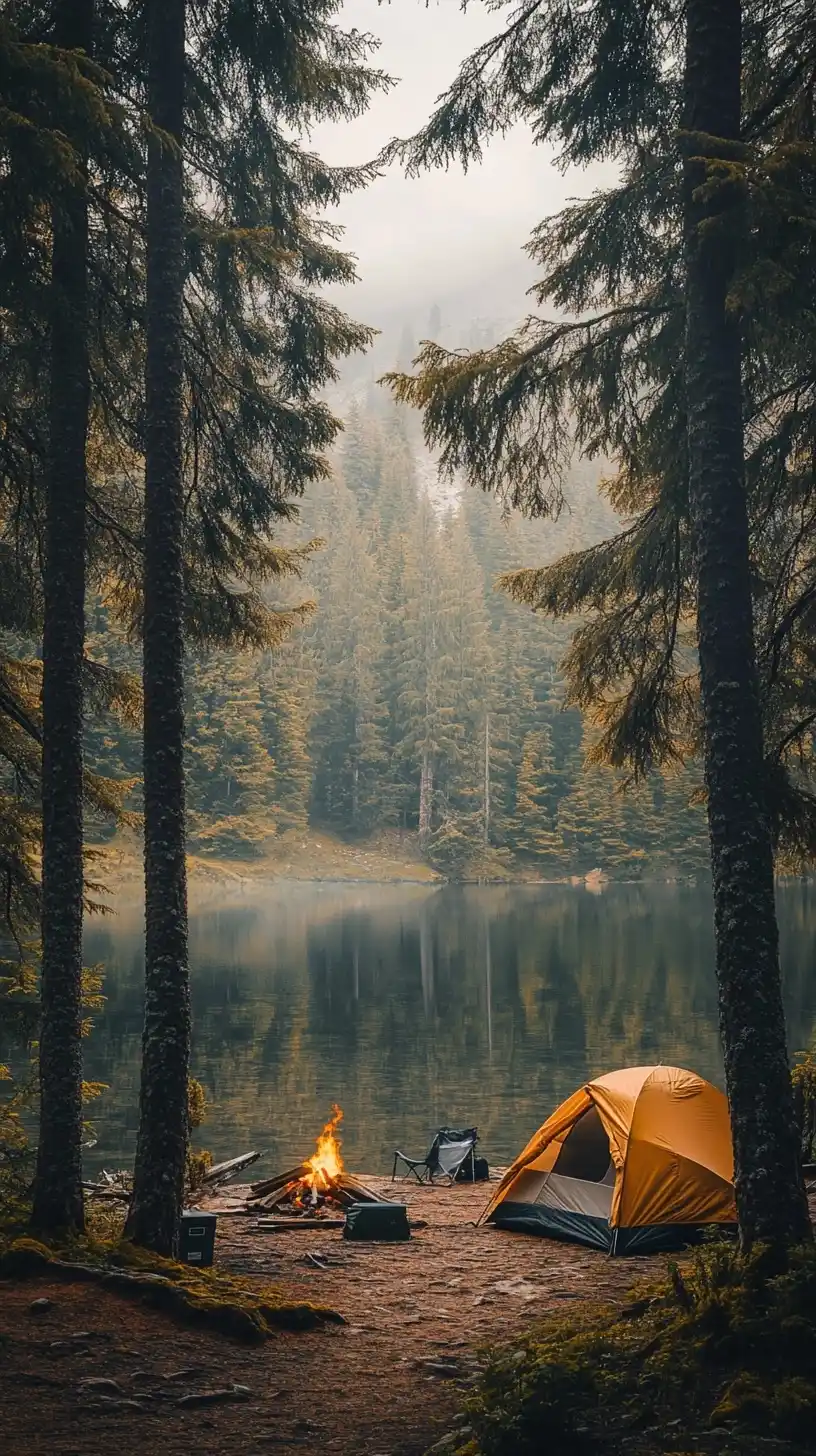 Realistic Campsite by Lake