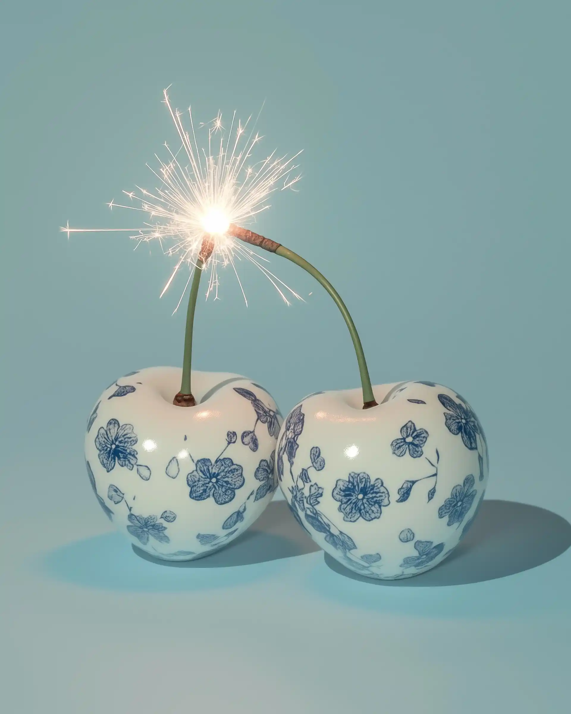 Cherries with Floral Patterns