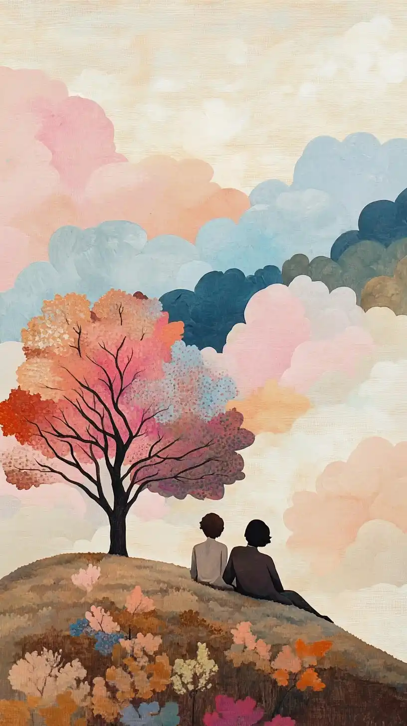 Folk Art Couple on Hill
