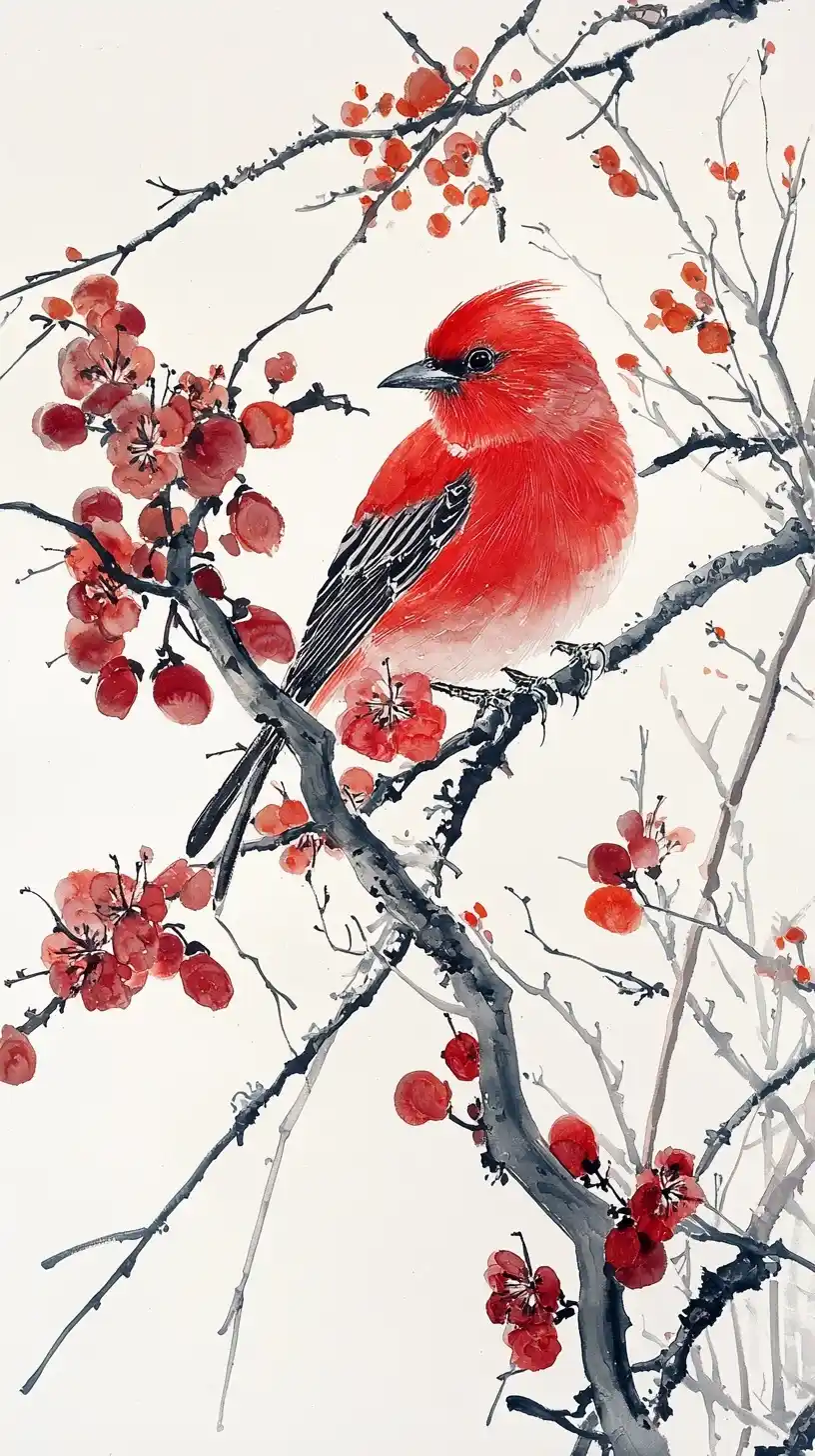 Chinese Ink Landscape Birds