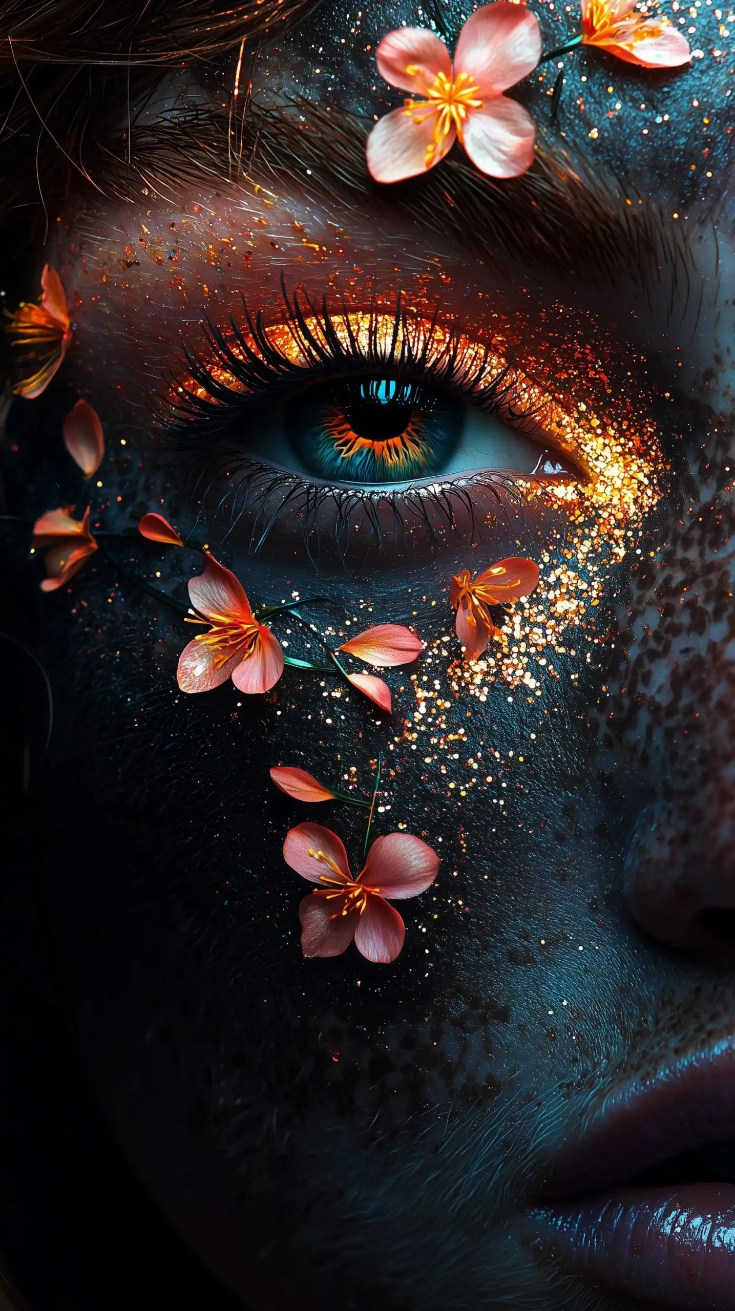 Hyperdetailed Floral Eye Makeup