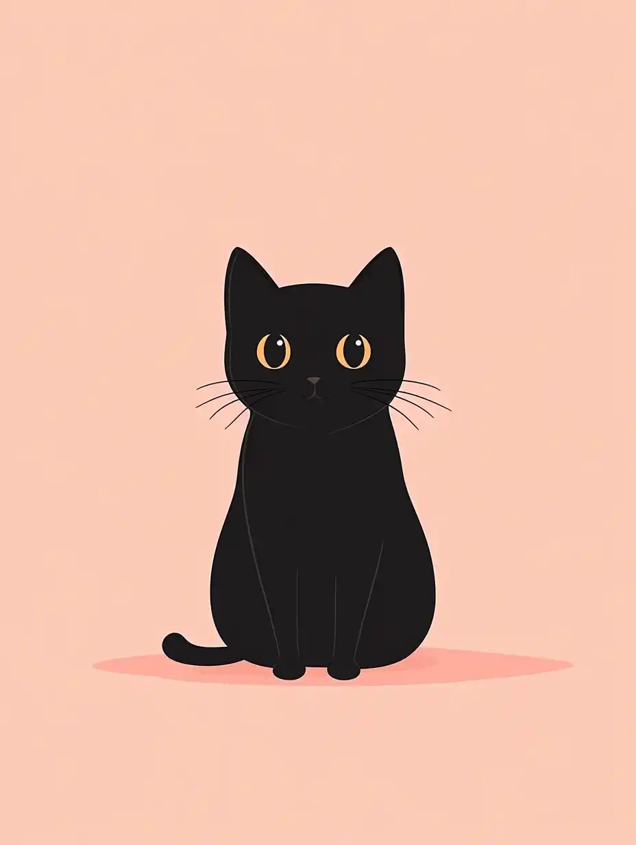 Minimalist Cat on Pink