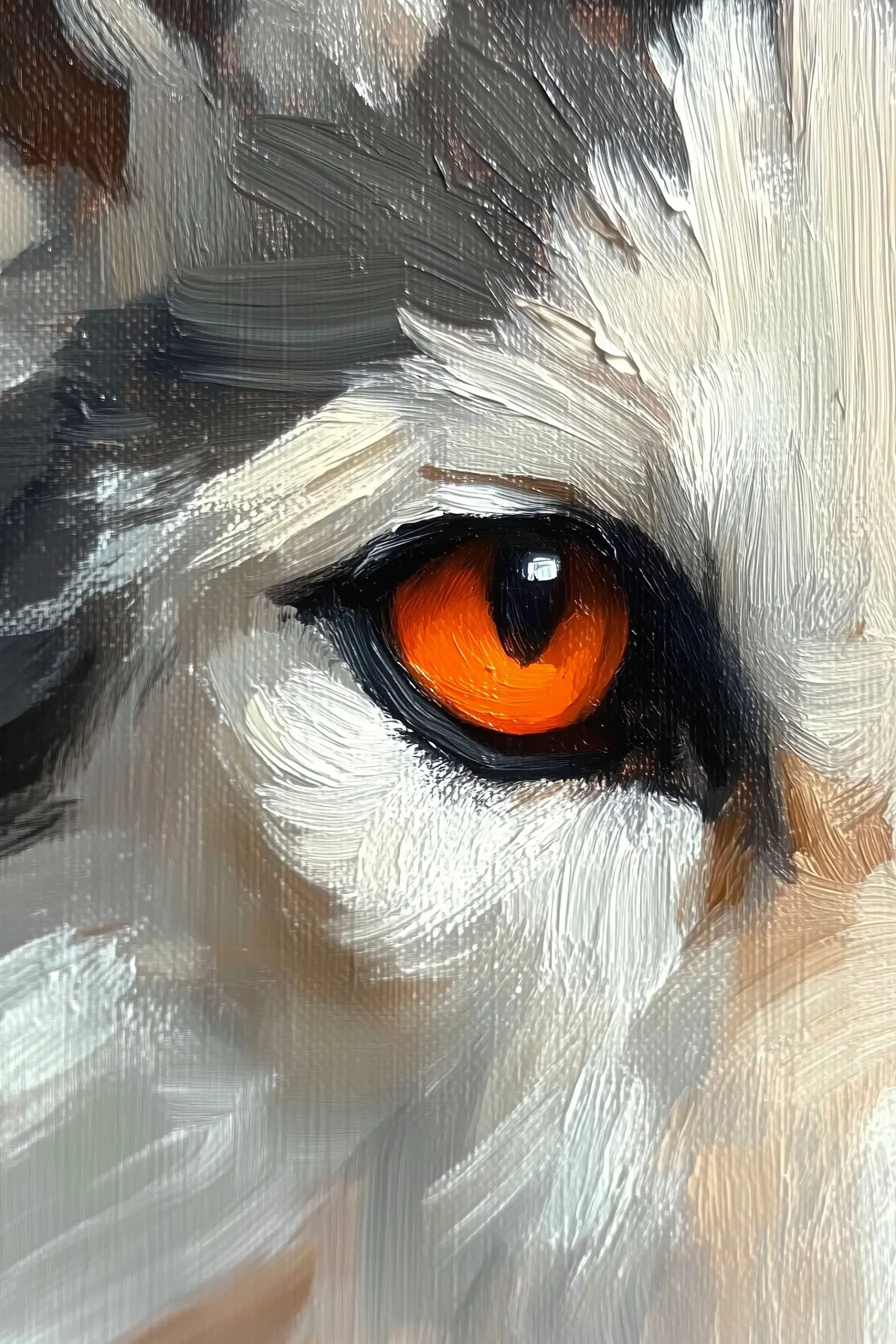 Minimalist Wolf Oil Painting