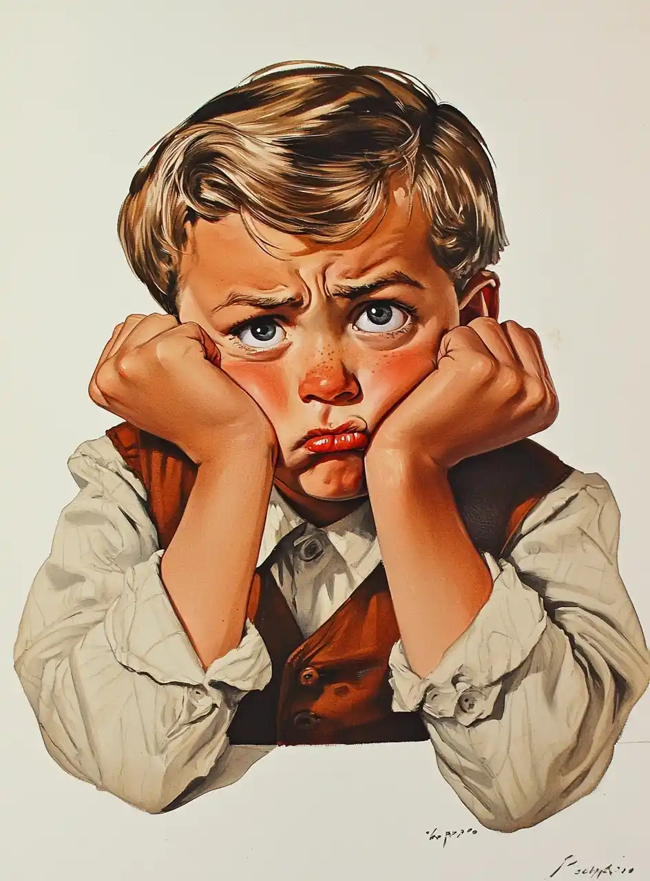 Upset Boy in Comic Art