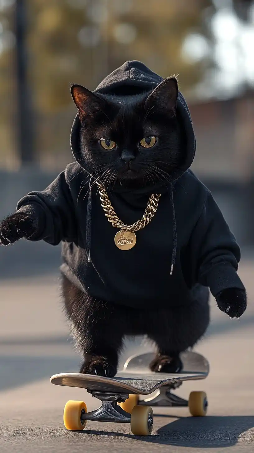 Chubby Cat Skateboarding Video