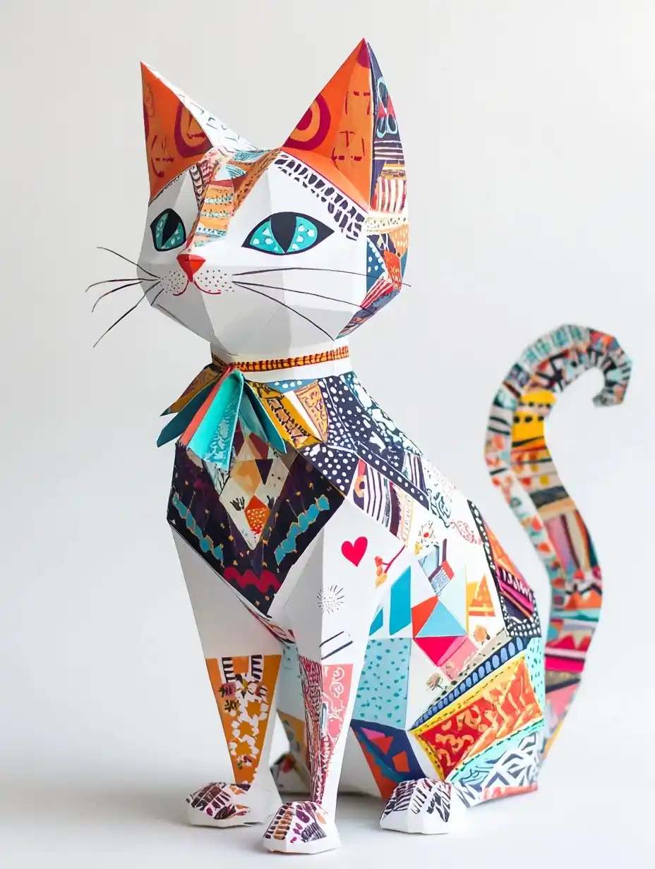 Whimsical Paper Craft Cat