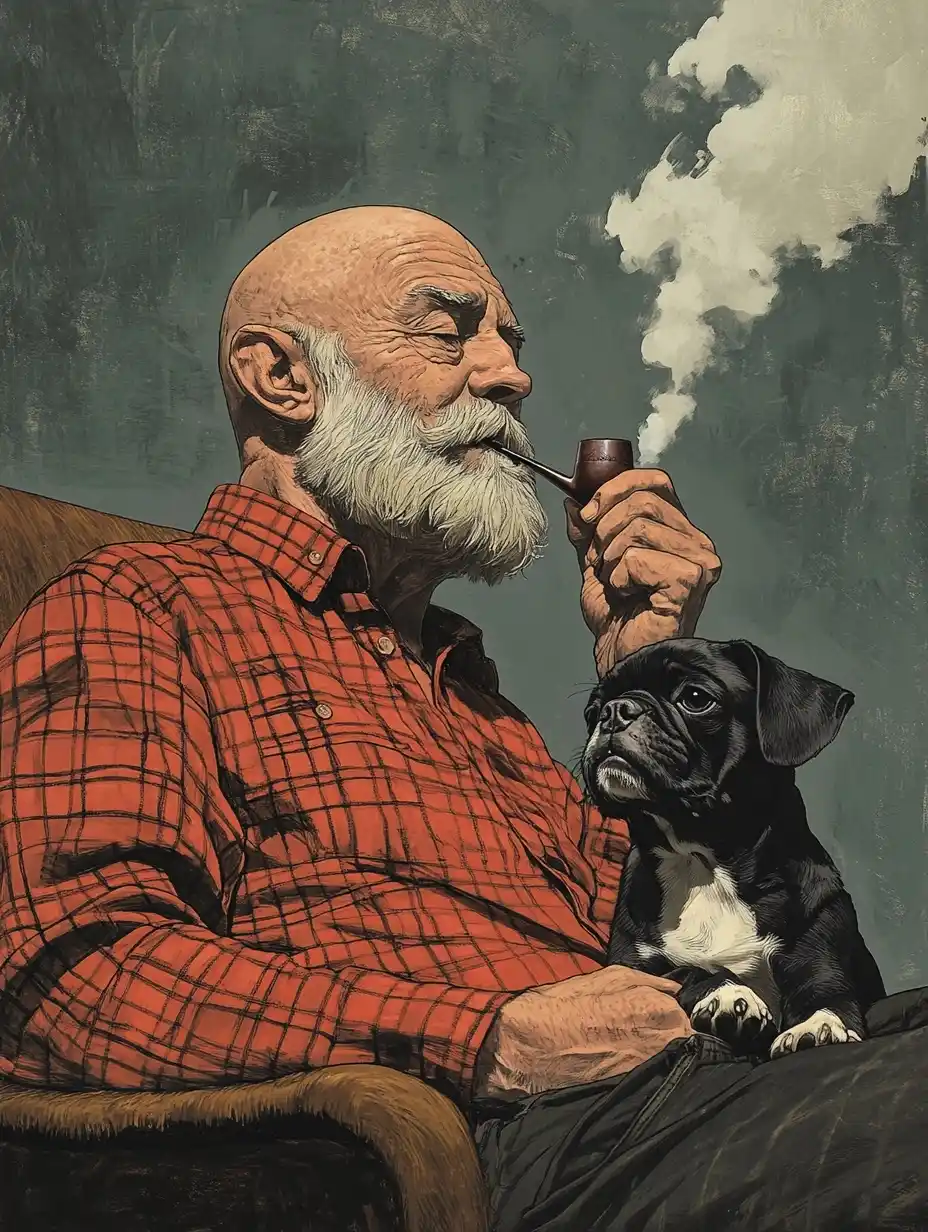 Illustrative Man with Pug