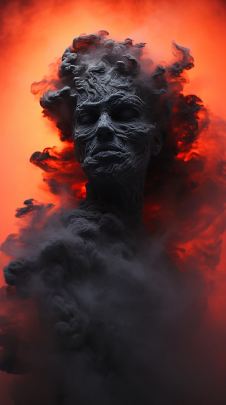 Red-Eyed Woman Made of Black Mist and Smoke