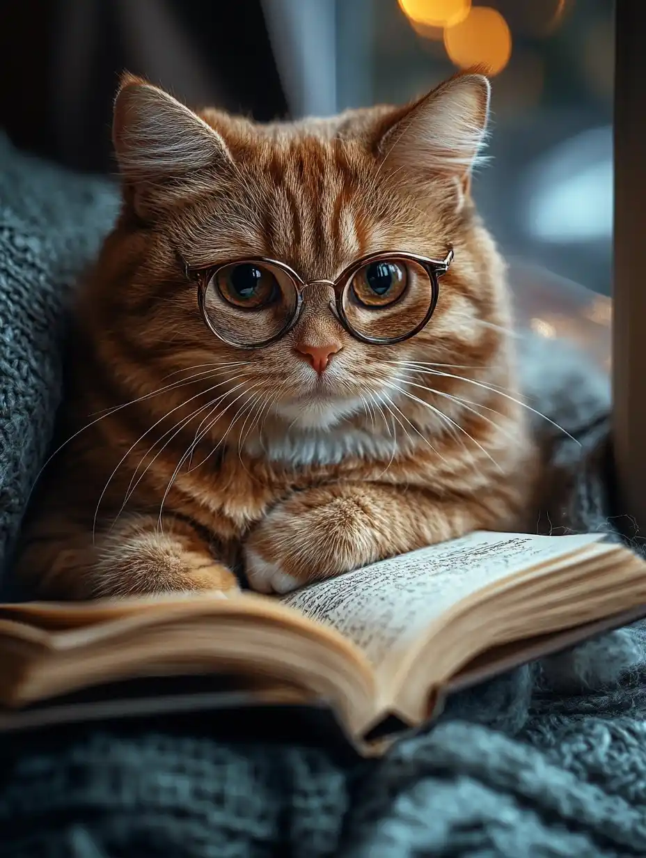 Cat in Glasses Portrait