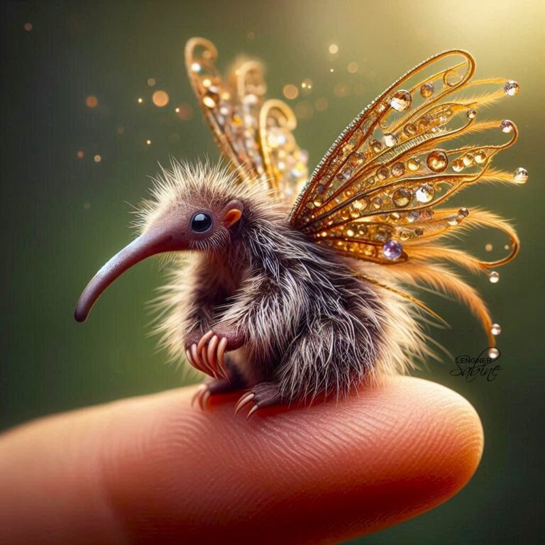 Tiny Anteater Fairy With Bejeweled Wings Macro Photo