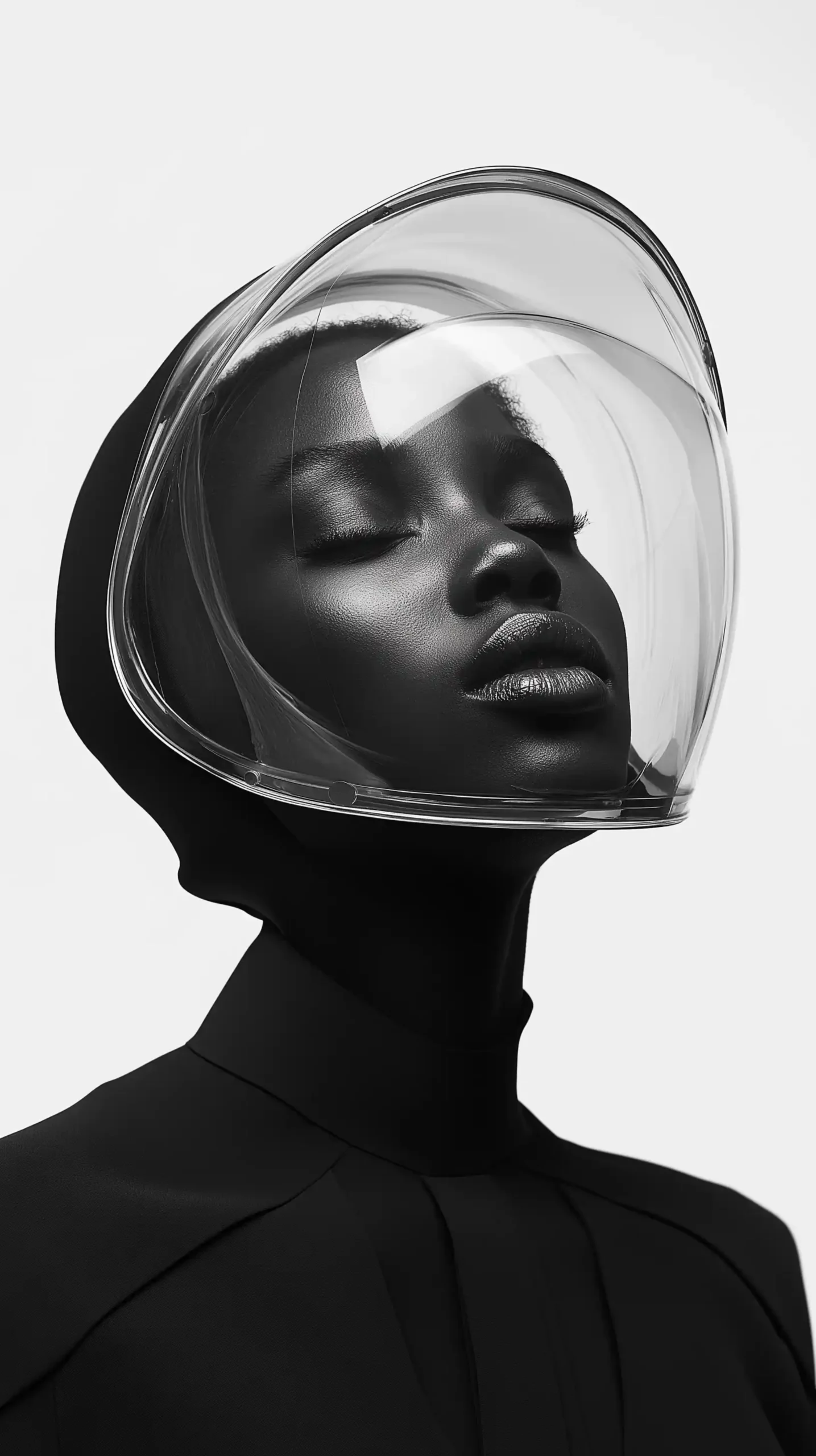 Futuristic Woman in Black-and-White