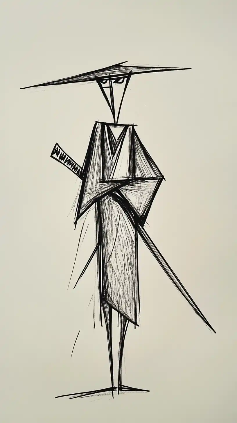 Minimalist Samurai Drawing