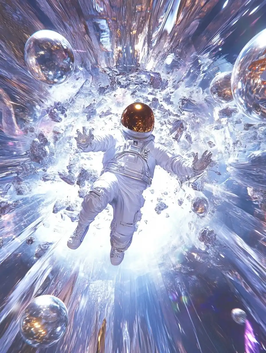 Cyberpunk Astronaut in Time Tunnel