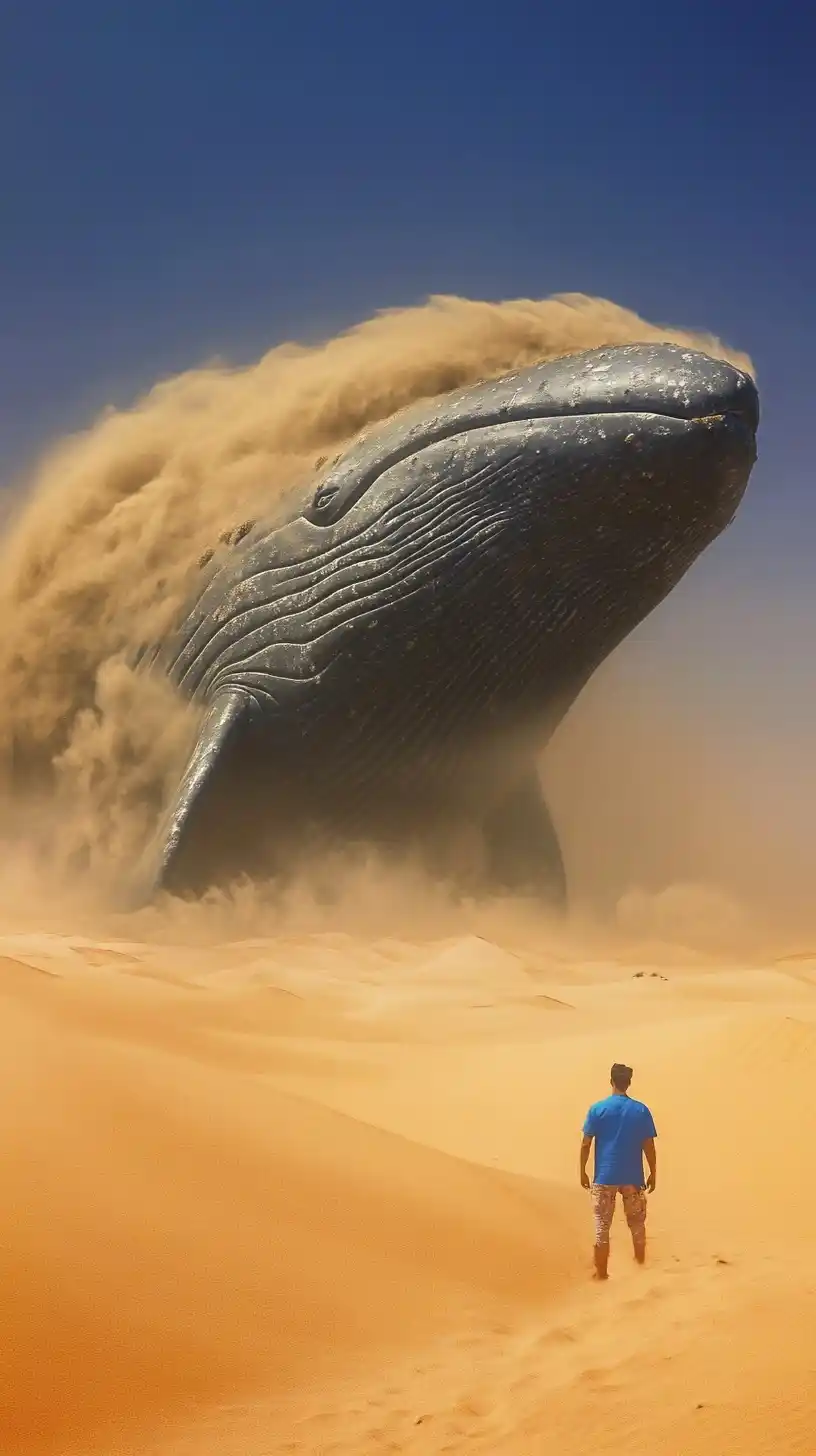 Surreal Whale in Desert