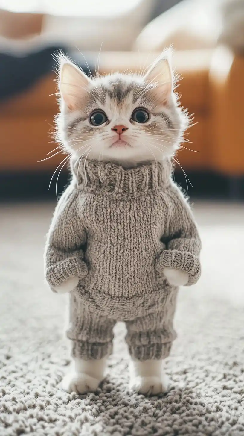 Humanoid Cat in Living Room