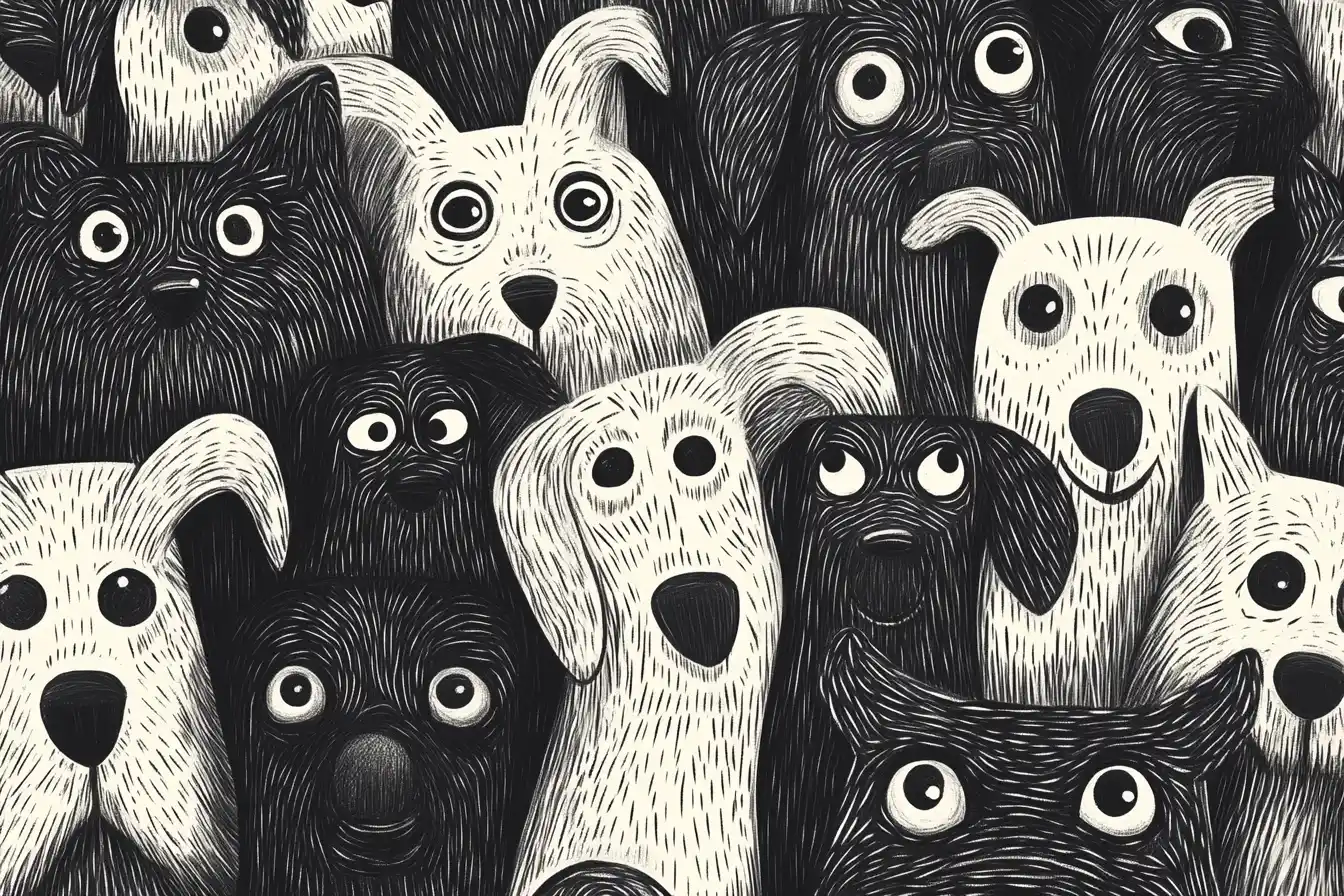 Doodle Dogs Line Pattern