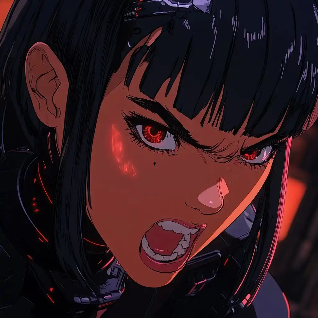 Anime Netrunner Portrait Anger