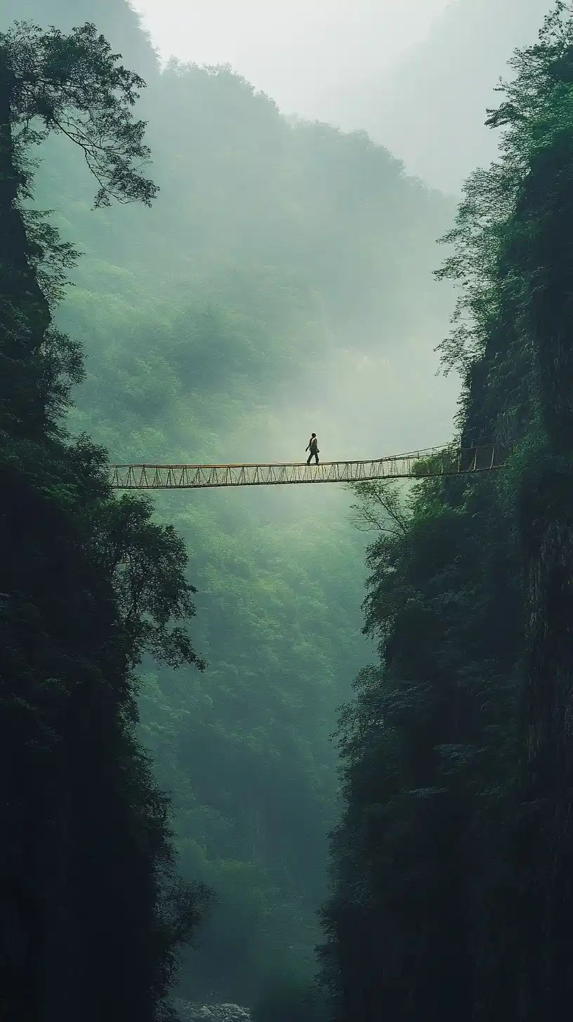 Curved Silhouette on Bridge