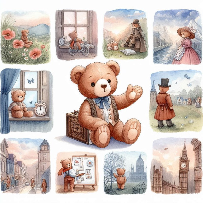 Teddy Bear Practicing Mindfulness Watercolor Storybook
