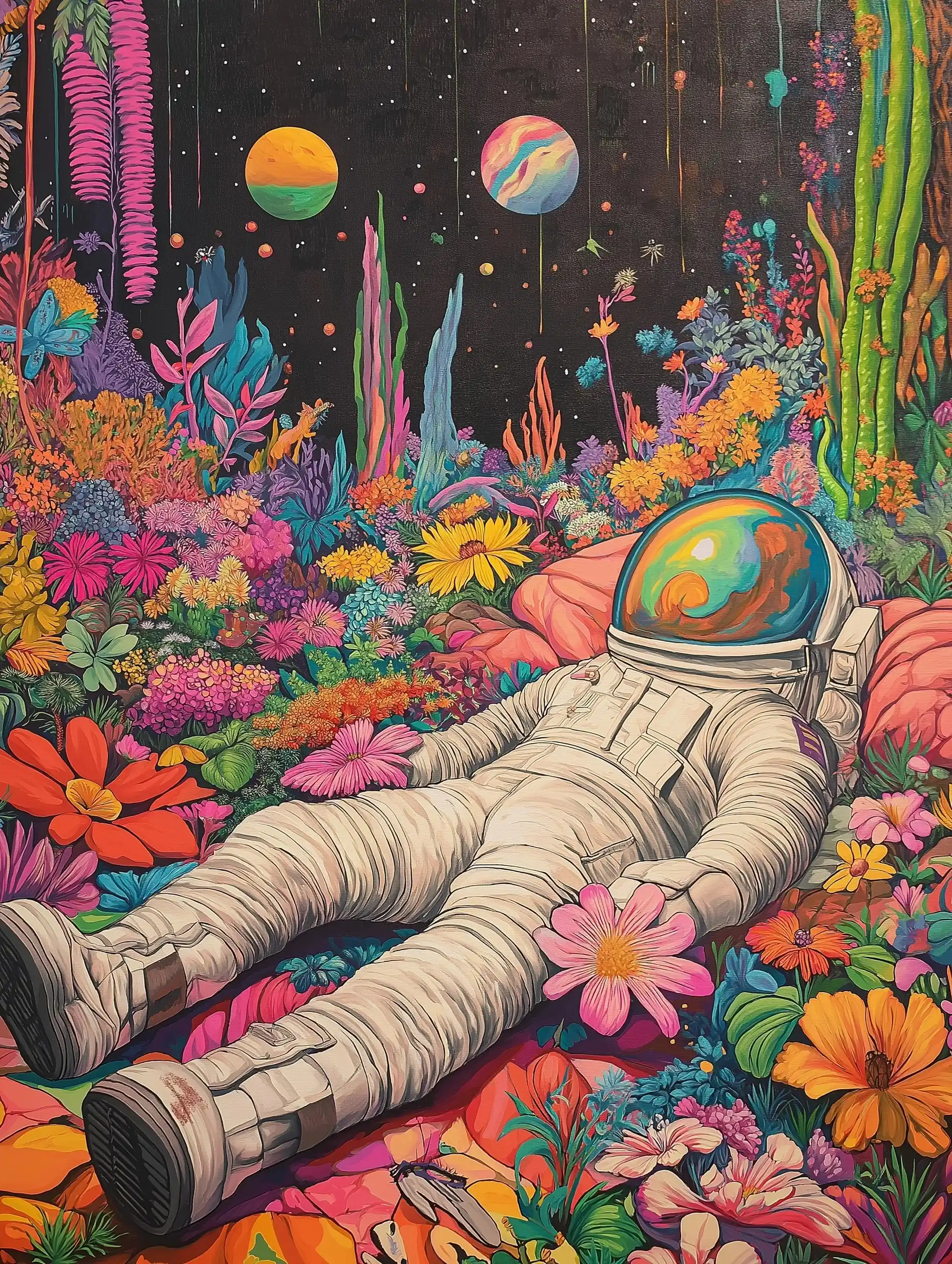 Colorful Garden with Spaceman