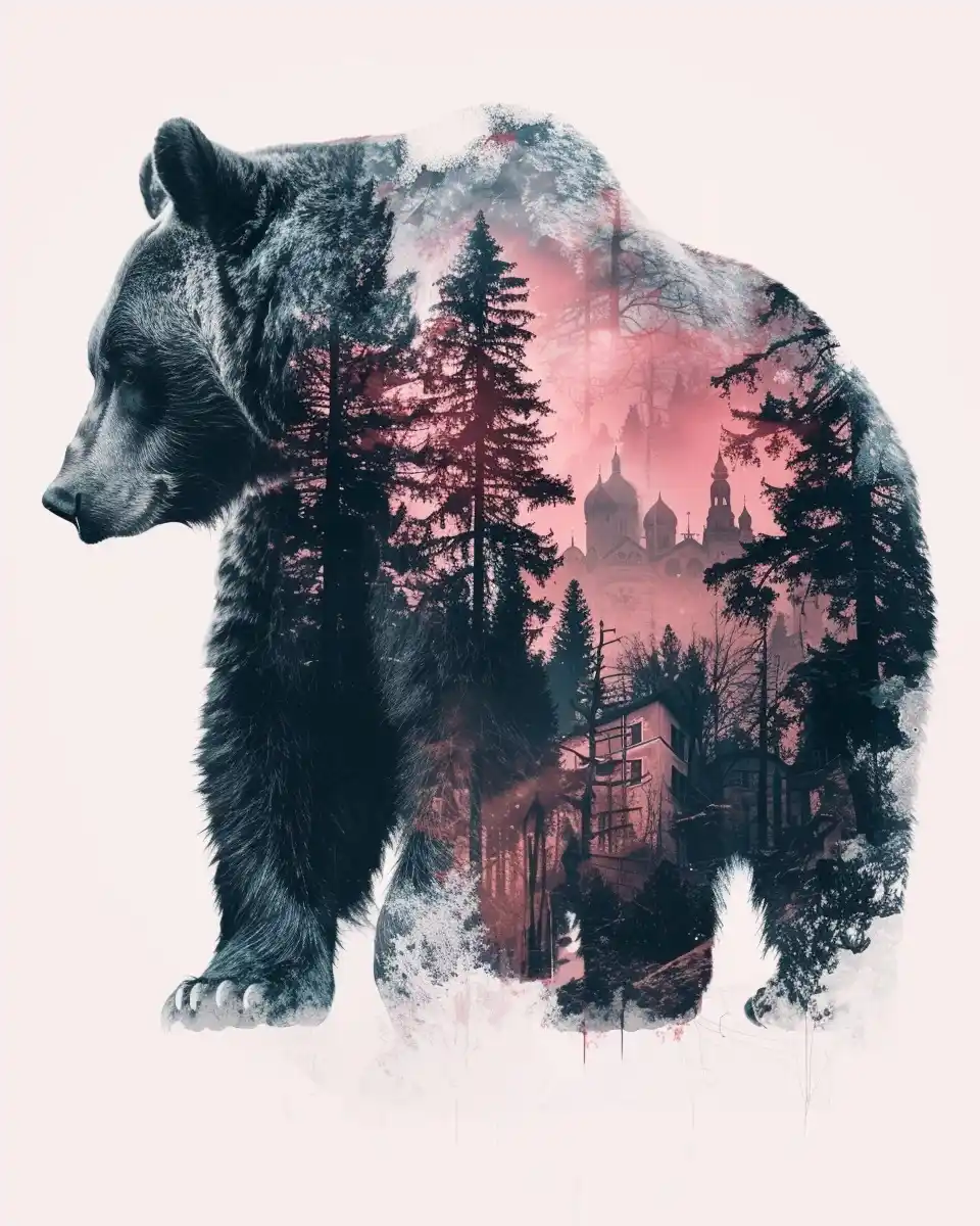 Double Exposure Bear Building