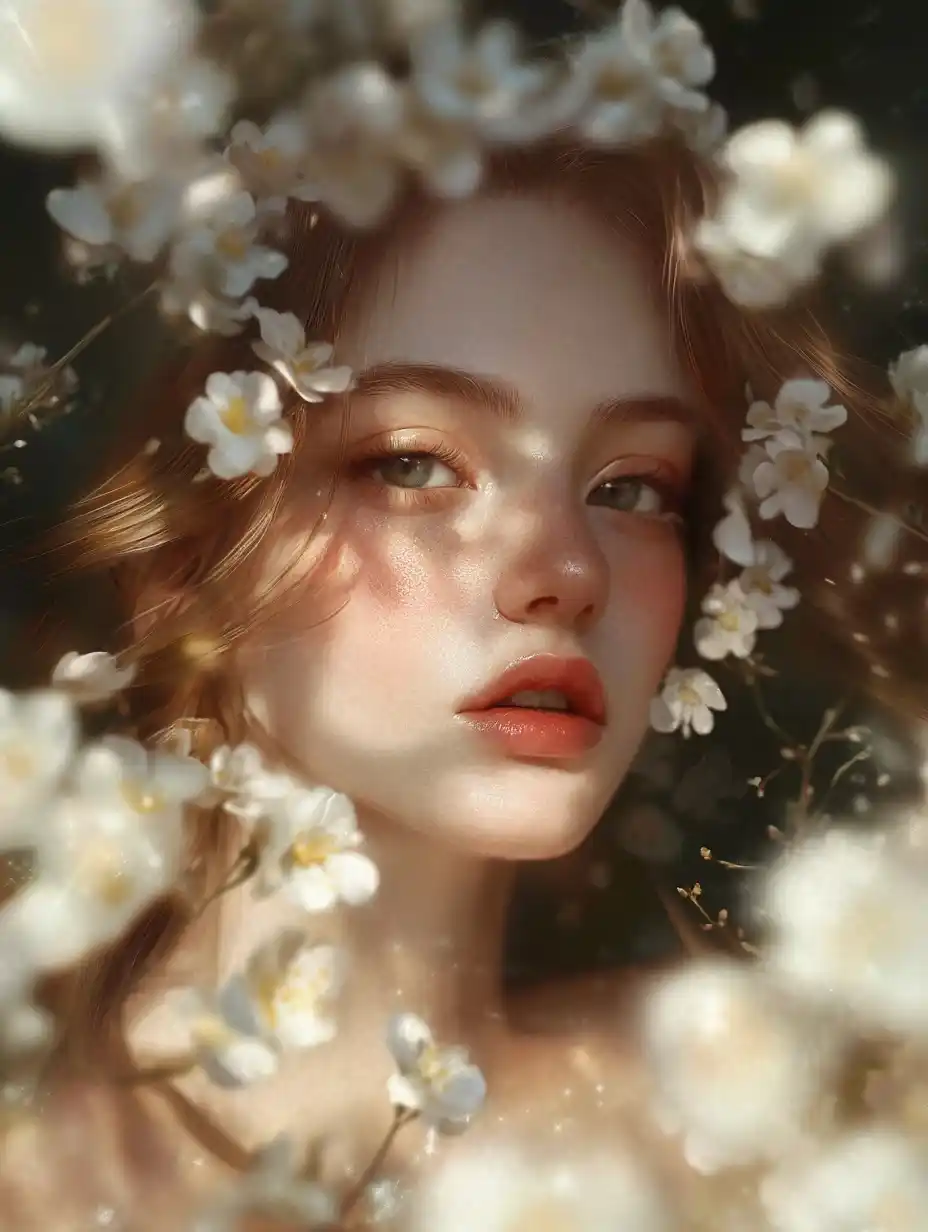 Baroque Portrait with Flowers