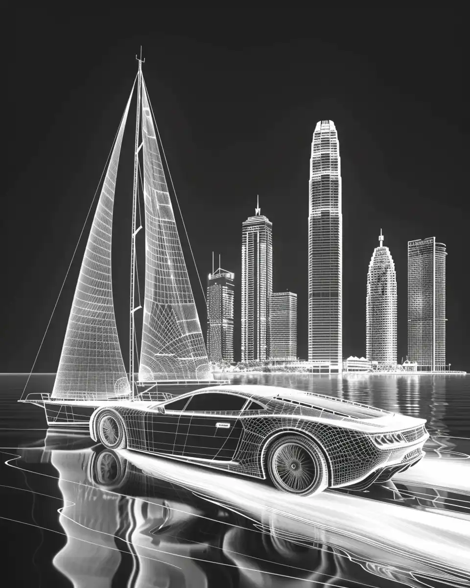 Minimalist Yacht and Car