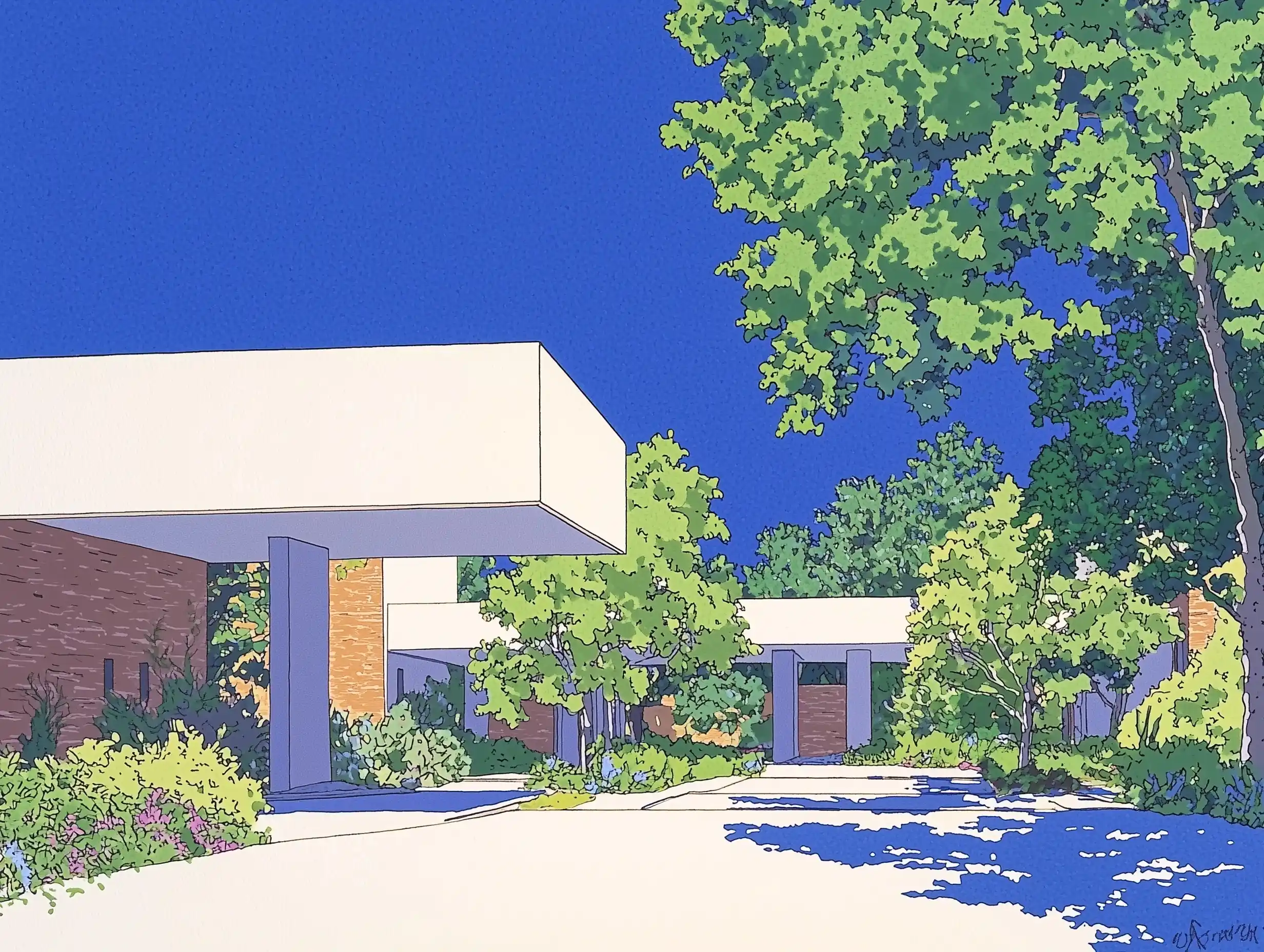 Modern Courtyard Vector Illustration