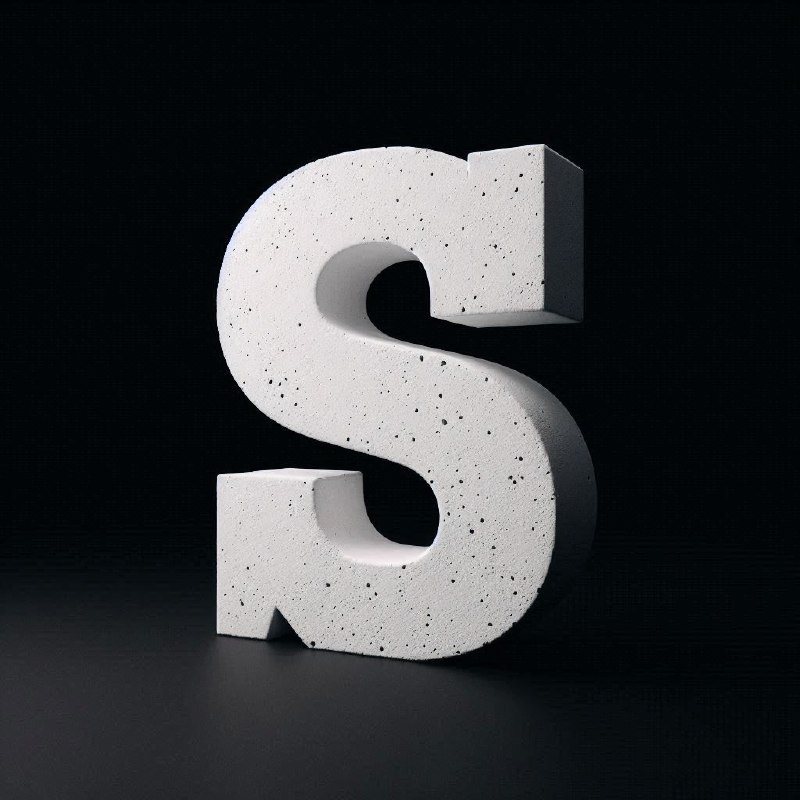 White Concrete Letter S Against Black Background