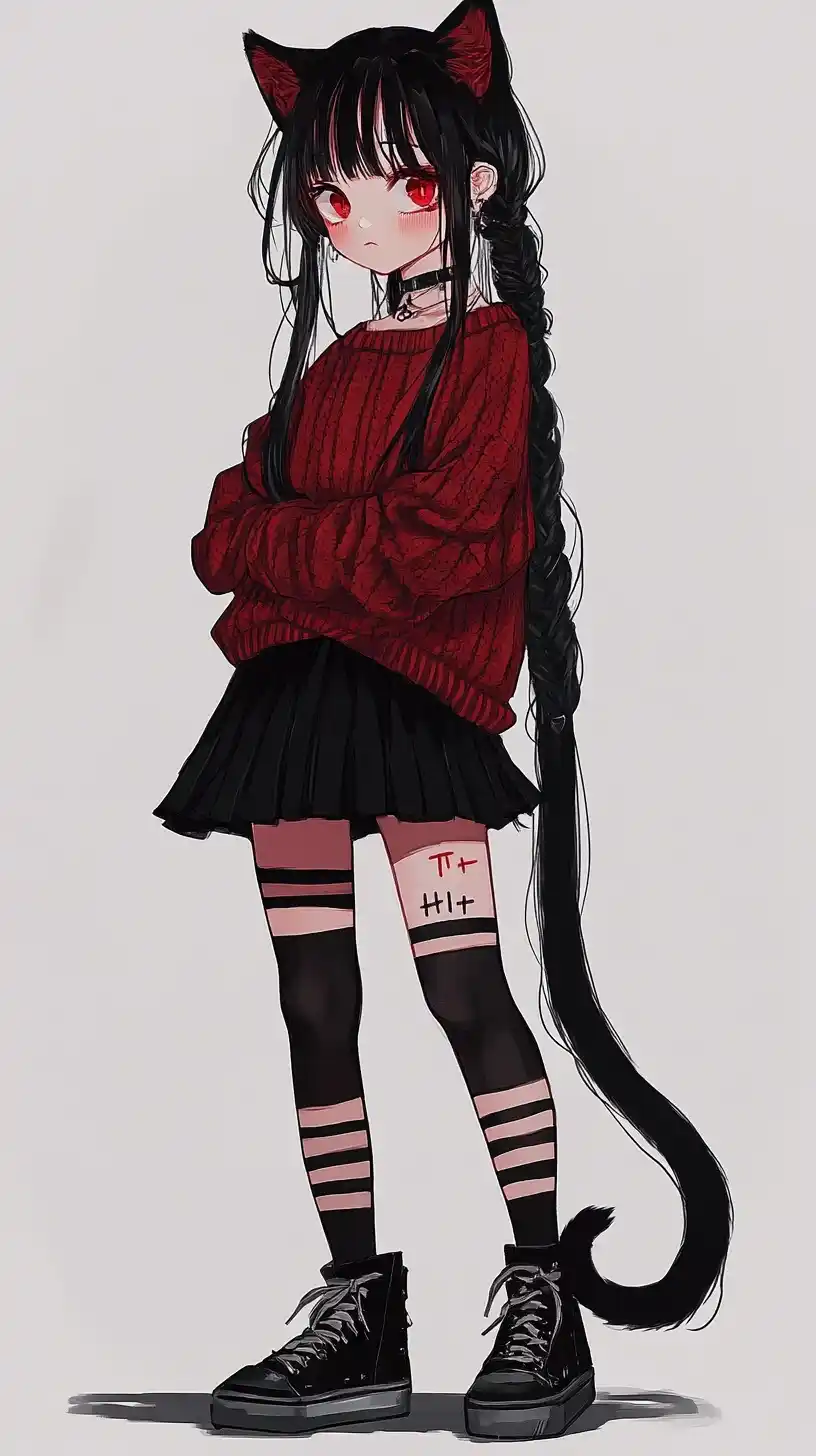 Anime Girl with Cat Features