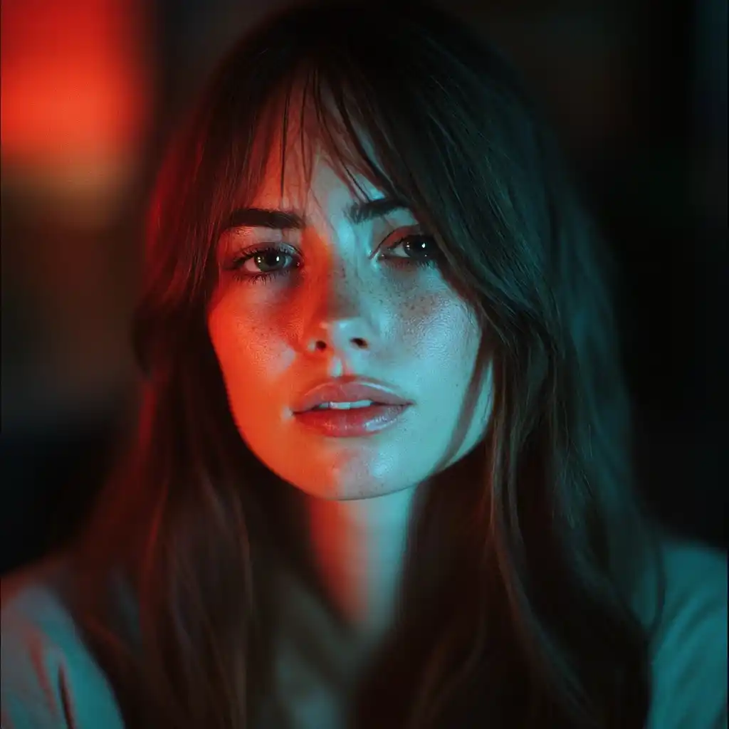 Neon Portrait of Woman