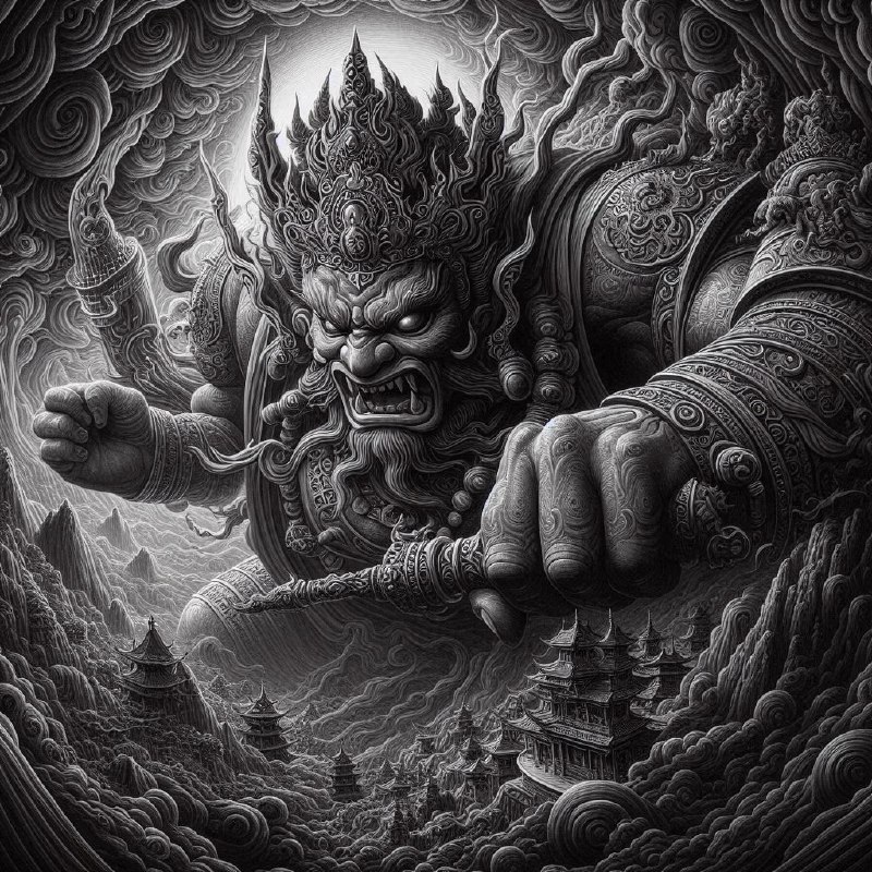 Vajra Bodhisattva Epic Tattoo Style Pencil Drawing