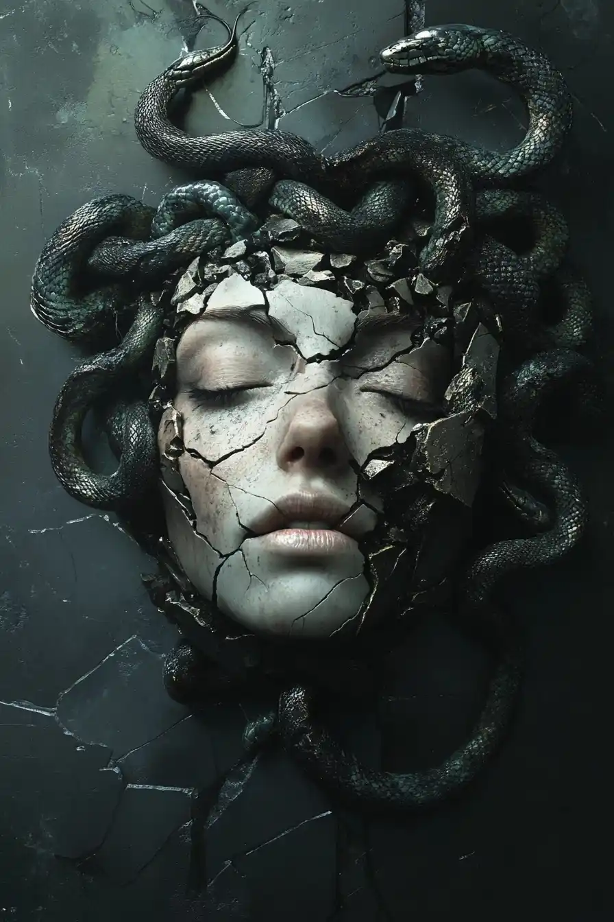 Surreal Medusa in Darkness