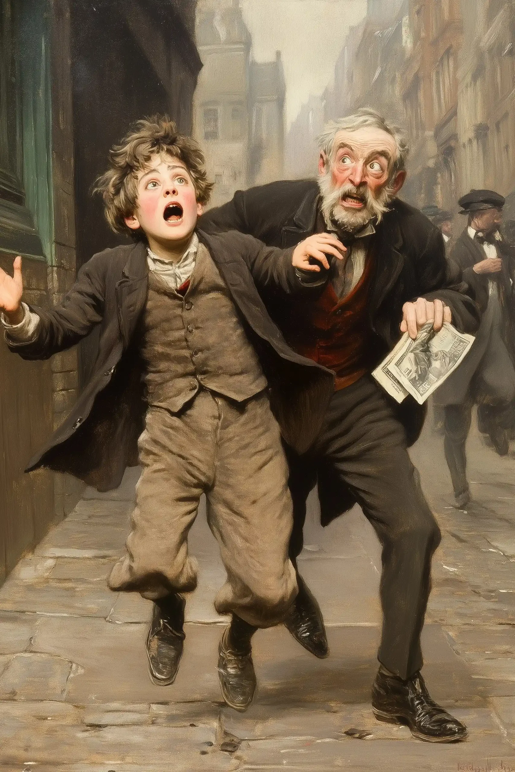 Dickensian Street Encounter Painting